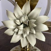 Brass lamp, metal and mother-of-pearl