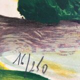 The countryside. original lithograph signed by françois d'arguin (1946)