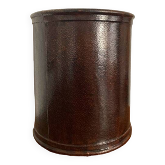 Leather wastebasket