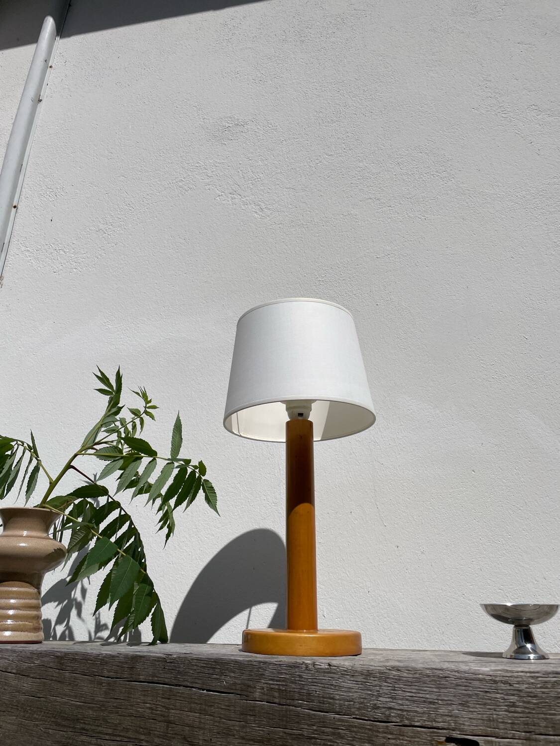 Lampe en bois tourné 1980