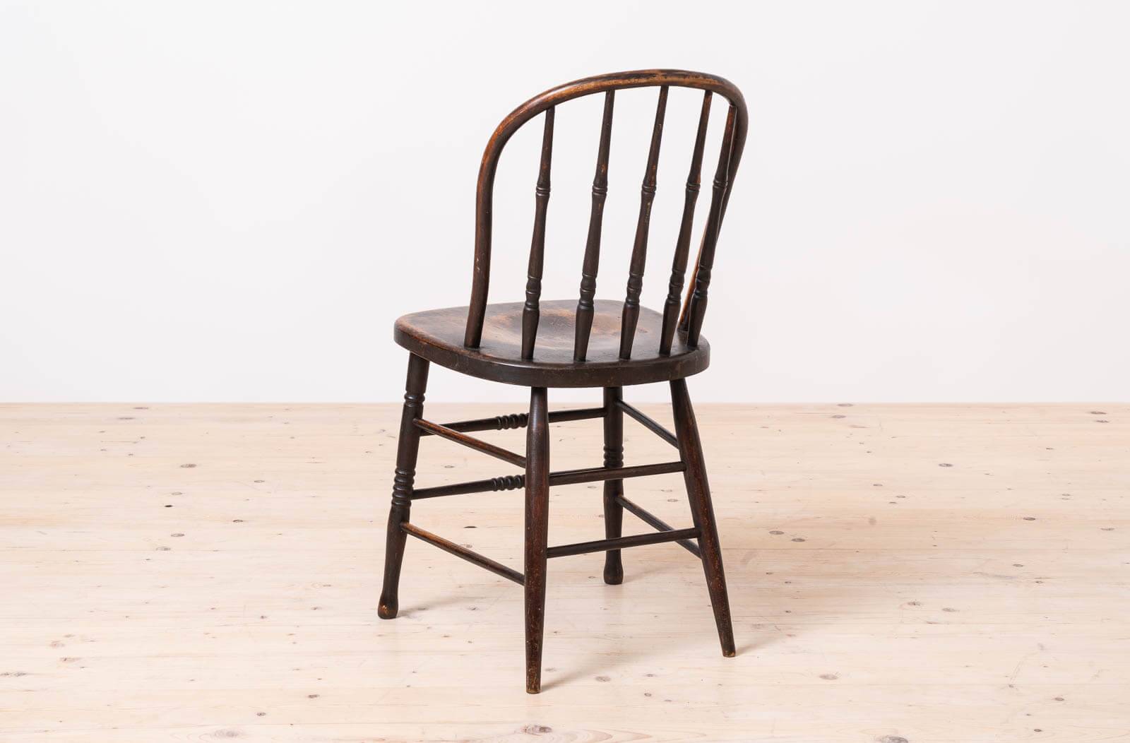 Set of 4 Countryside Style Dining Chairs, Spindle Back, Early 20th Century