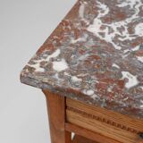 Art Deco nightstand in oak with pink marble top, France ca. 1930