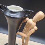 Black ceramic vase 1696