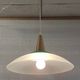 Scandinavian style pendant light in glass and wood - late 20th century