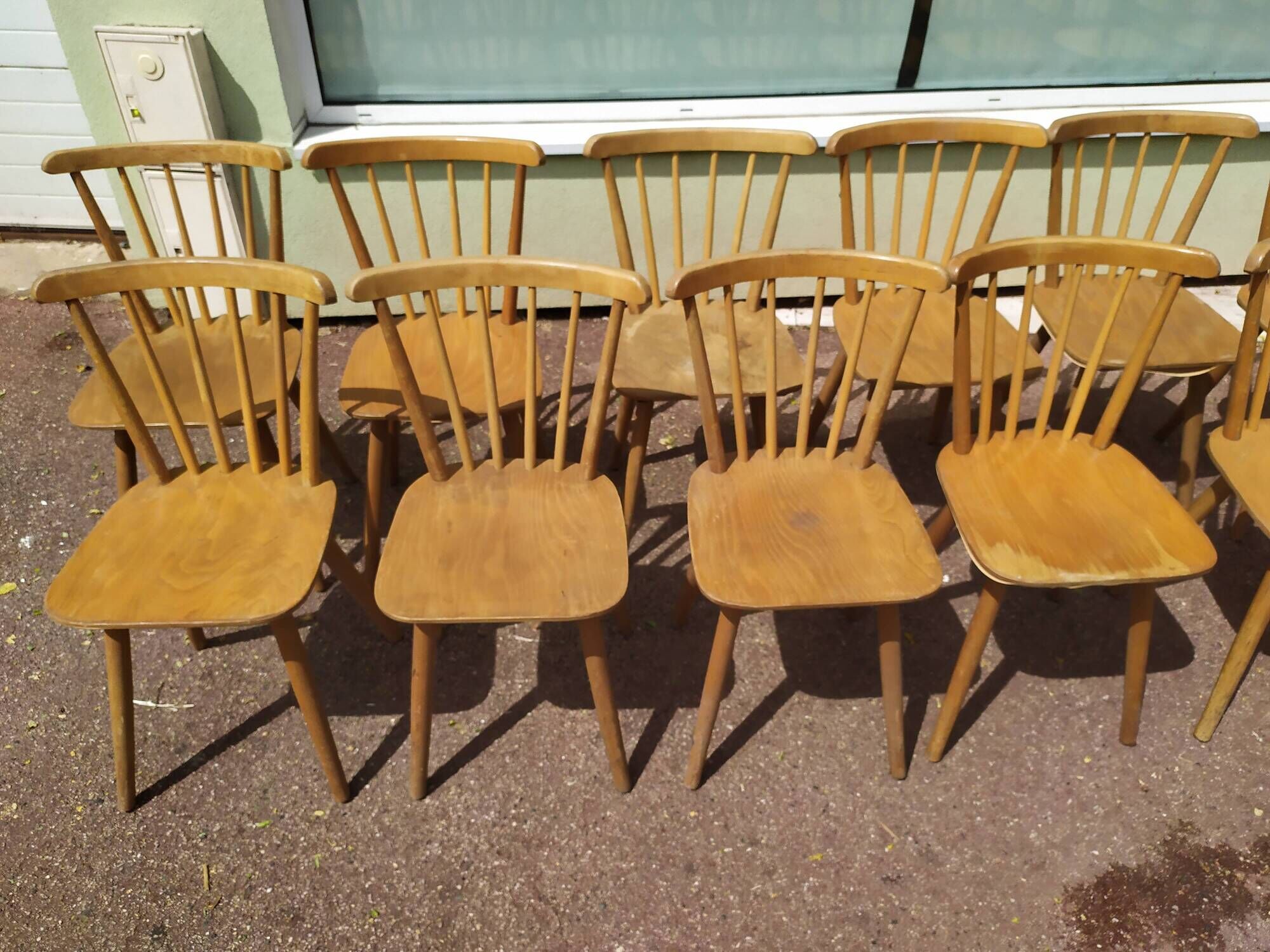 Set of 18 wooden bistro chairs - vintage - year 50 - 60