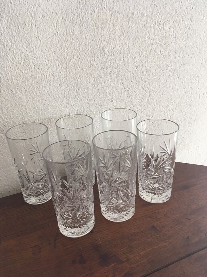 Six crystal glasses