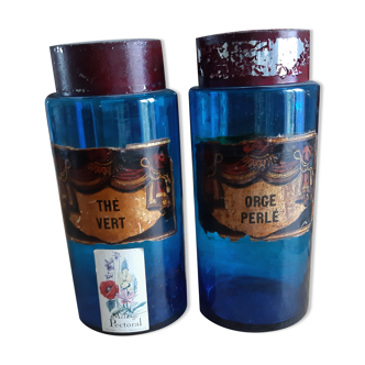 Pair of Jars at Pharmacy Blue Glass