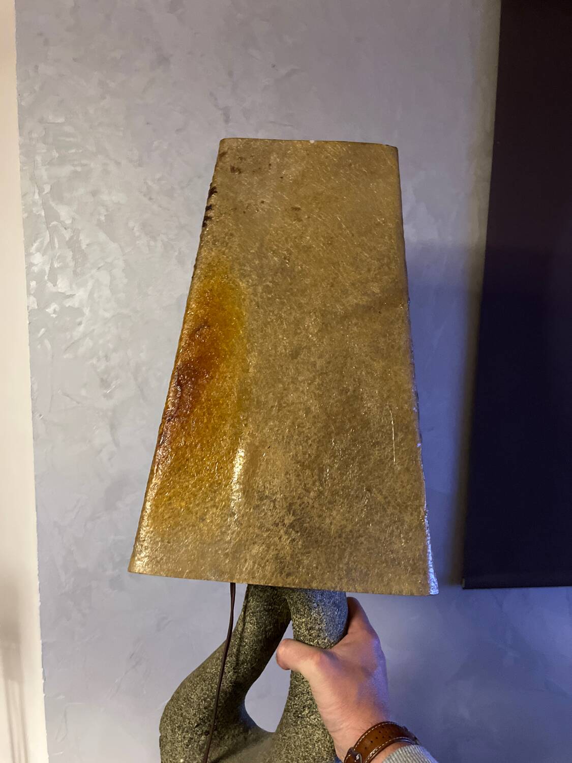 Vintage ceramic lamp Accolay resin lampshade herbarium