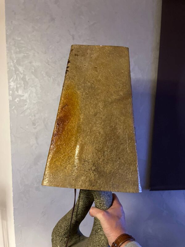 Lampe vintage céramique accolay abat jour résine herbier