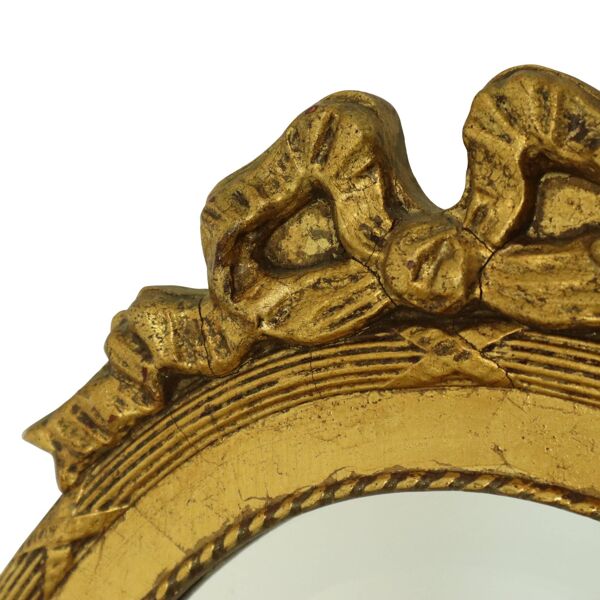 Miroir ovale à facettes françaises avec nœud classique 51 cm