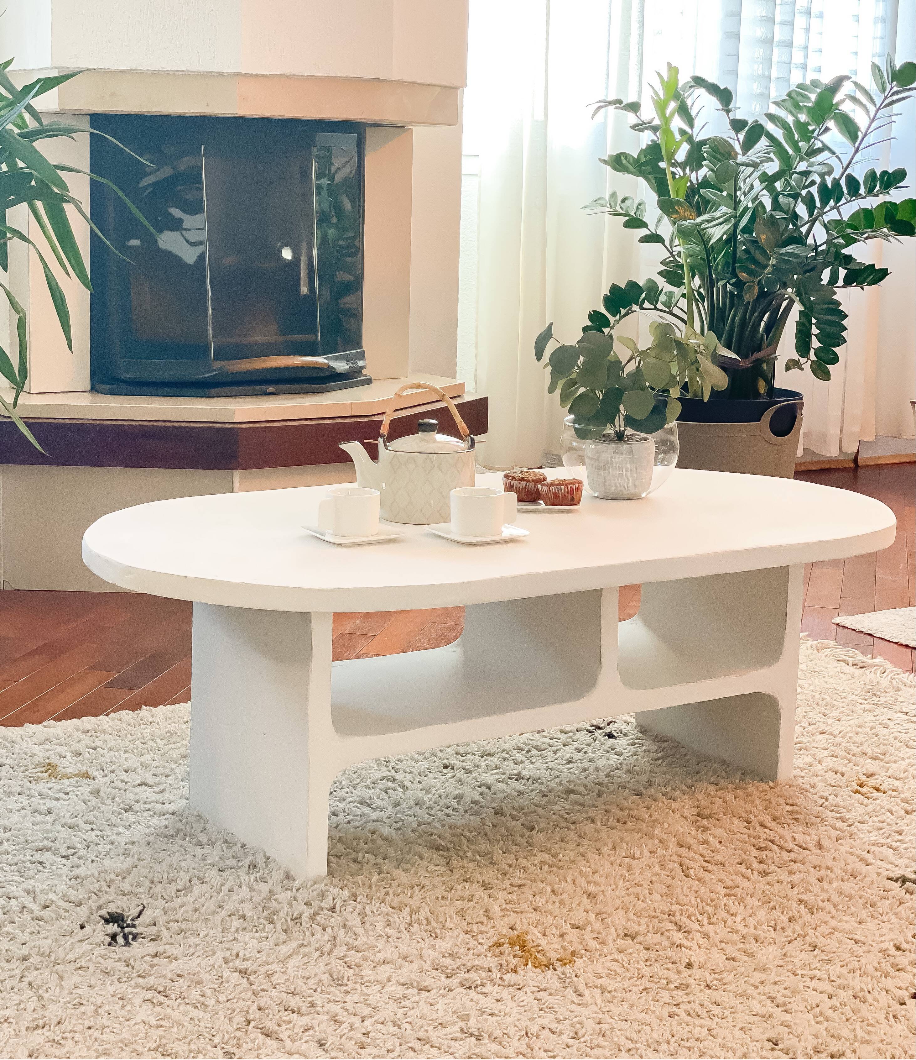 Nali concrete coffee table - Oval - Length 120 cm