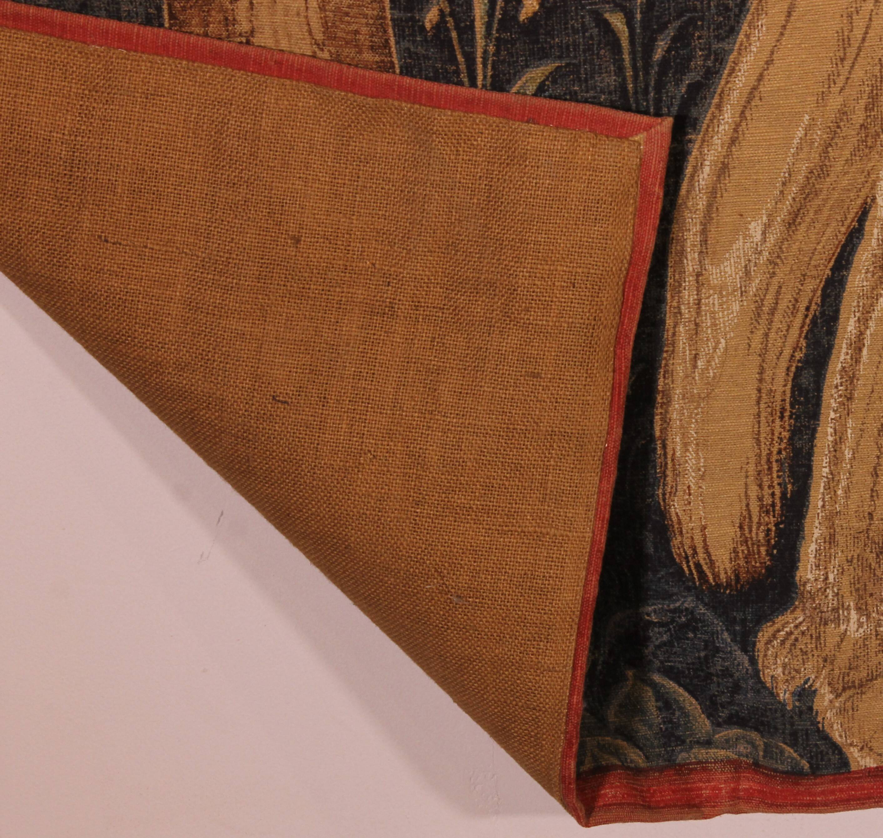 stencil tapestry - Gothic flamboyant falcon hunting scene - 19th century