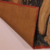 stencil tapestry - Gothic flamboyant falcon hunting scene - 19th century