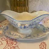 Mozart pattern earthenware gravy boat stamped Sarreguemines