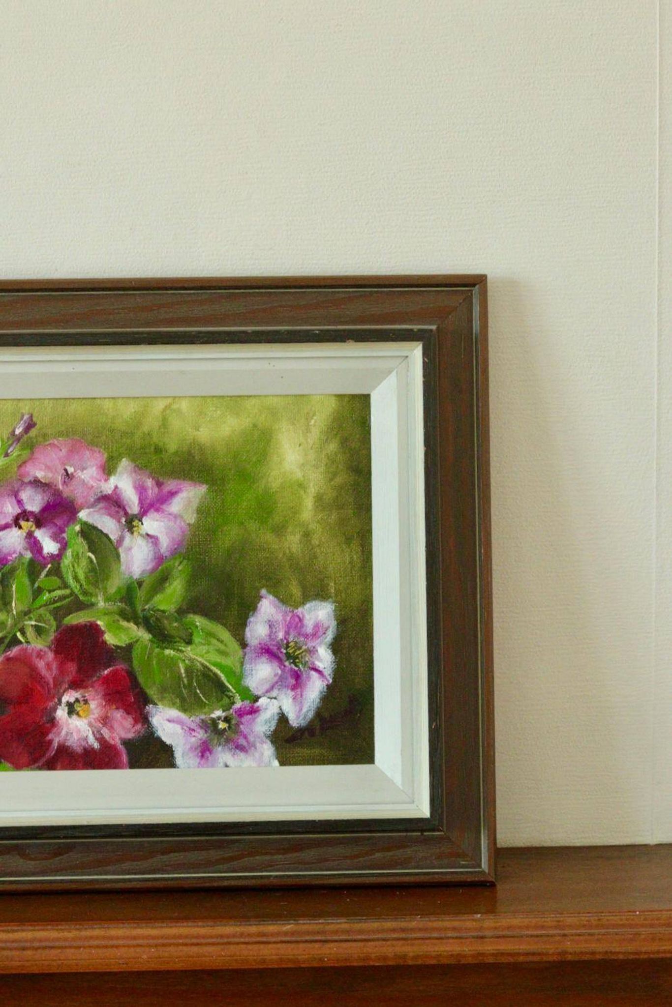Huile sur toile encadrée « Fleurs », Suède milieu XXème