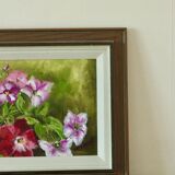 Framed oil on canvas "Flowers", Sweden mid 20th century