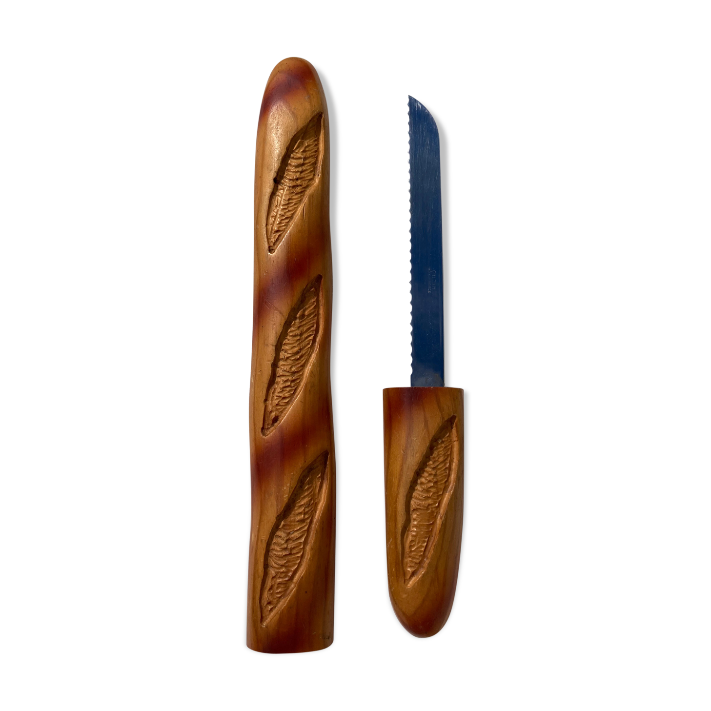 Vintage baguette bread knife - resin and stainless steel bread - kitchen utensil
