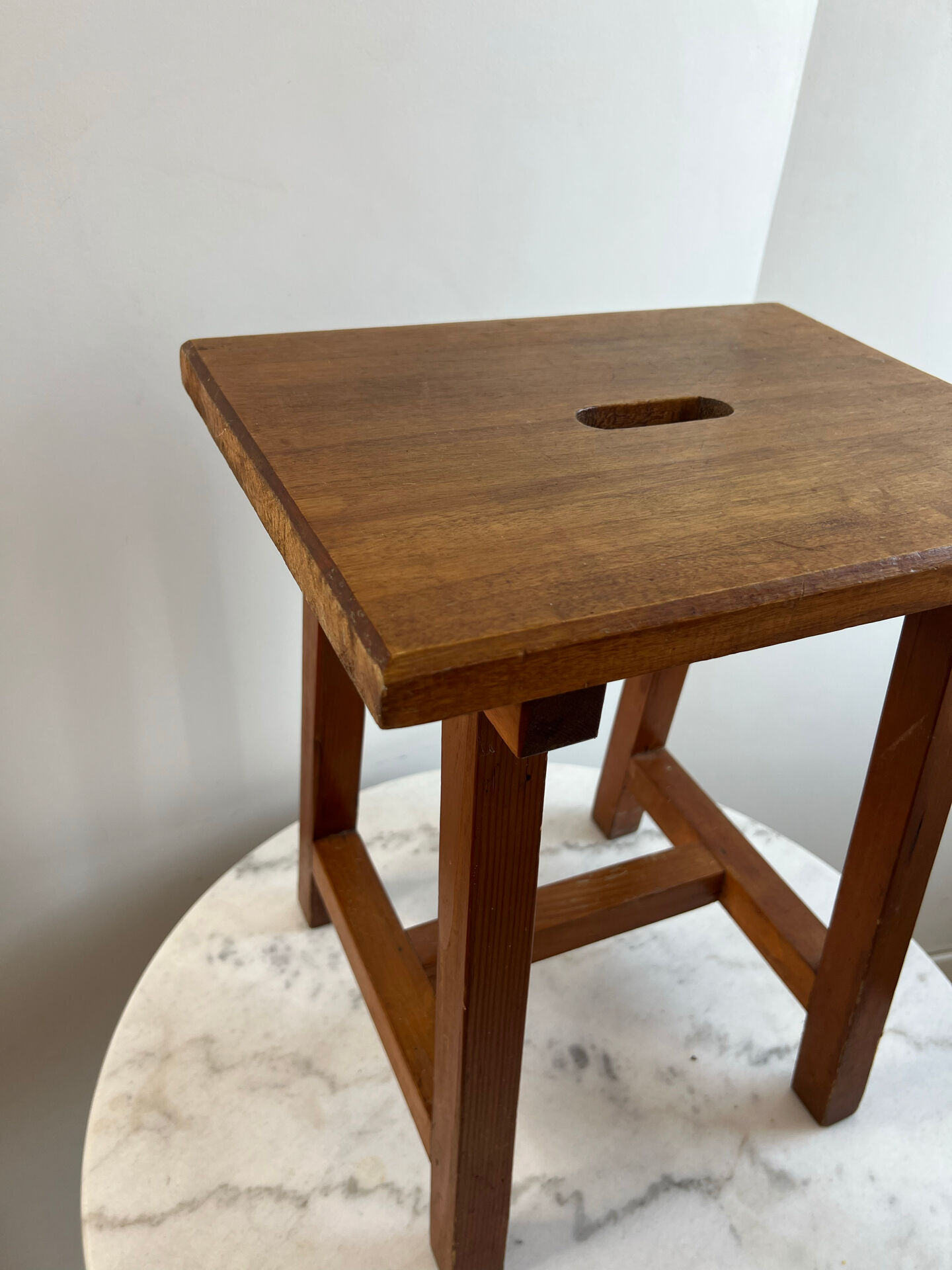 Scandinavian stool solid wood — Rectangular seat, square legs