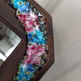 Wooden mirror and enamel enamelled plates