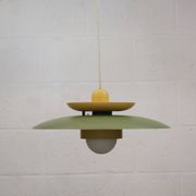 Lampe suspendue laquée verte vintage - Danemark 1980 -