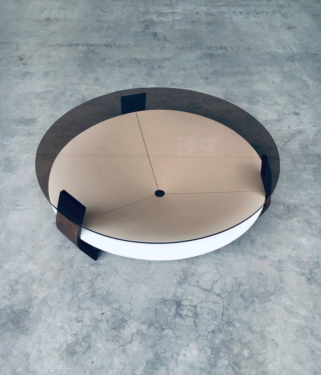 Mid-Century Modern Dutch Wenge & Smoke Glass Coffee Table, Netherlands, 1960s