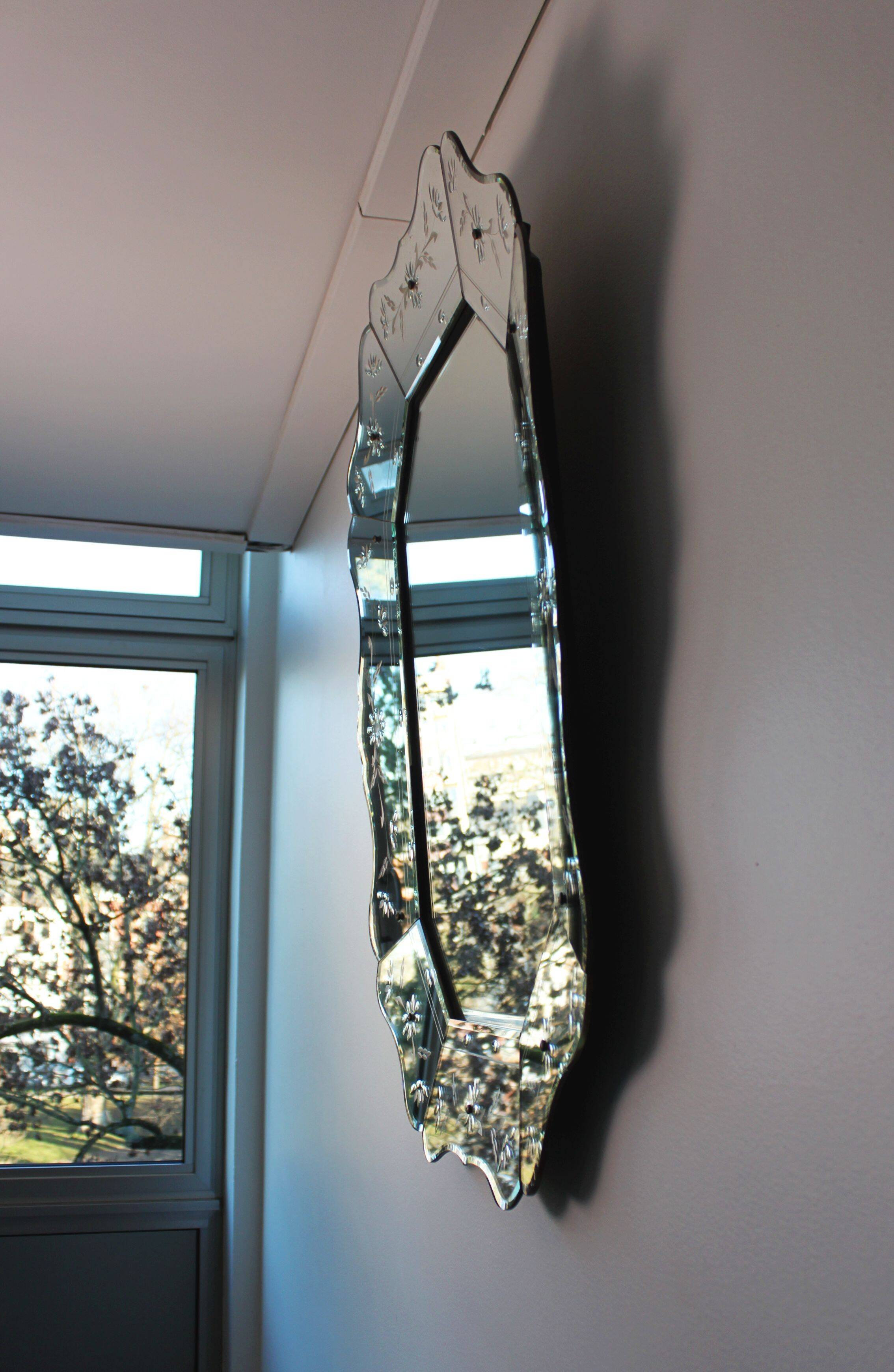 Vintage Venetian Style Faceted Mirror - 97x77cm