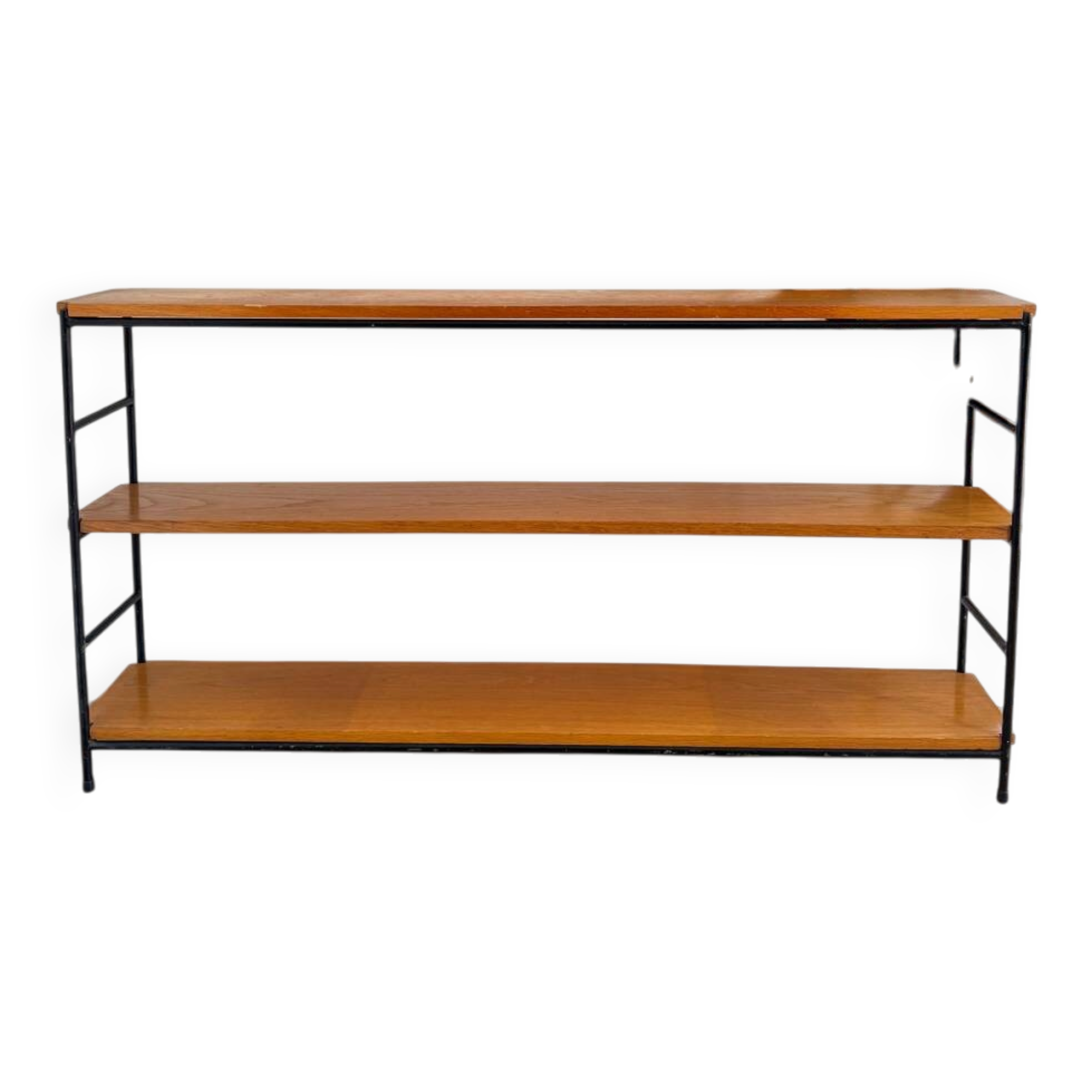 Étagère vintage bois et métal noir