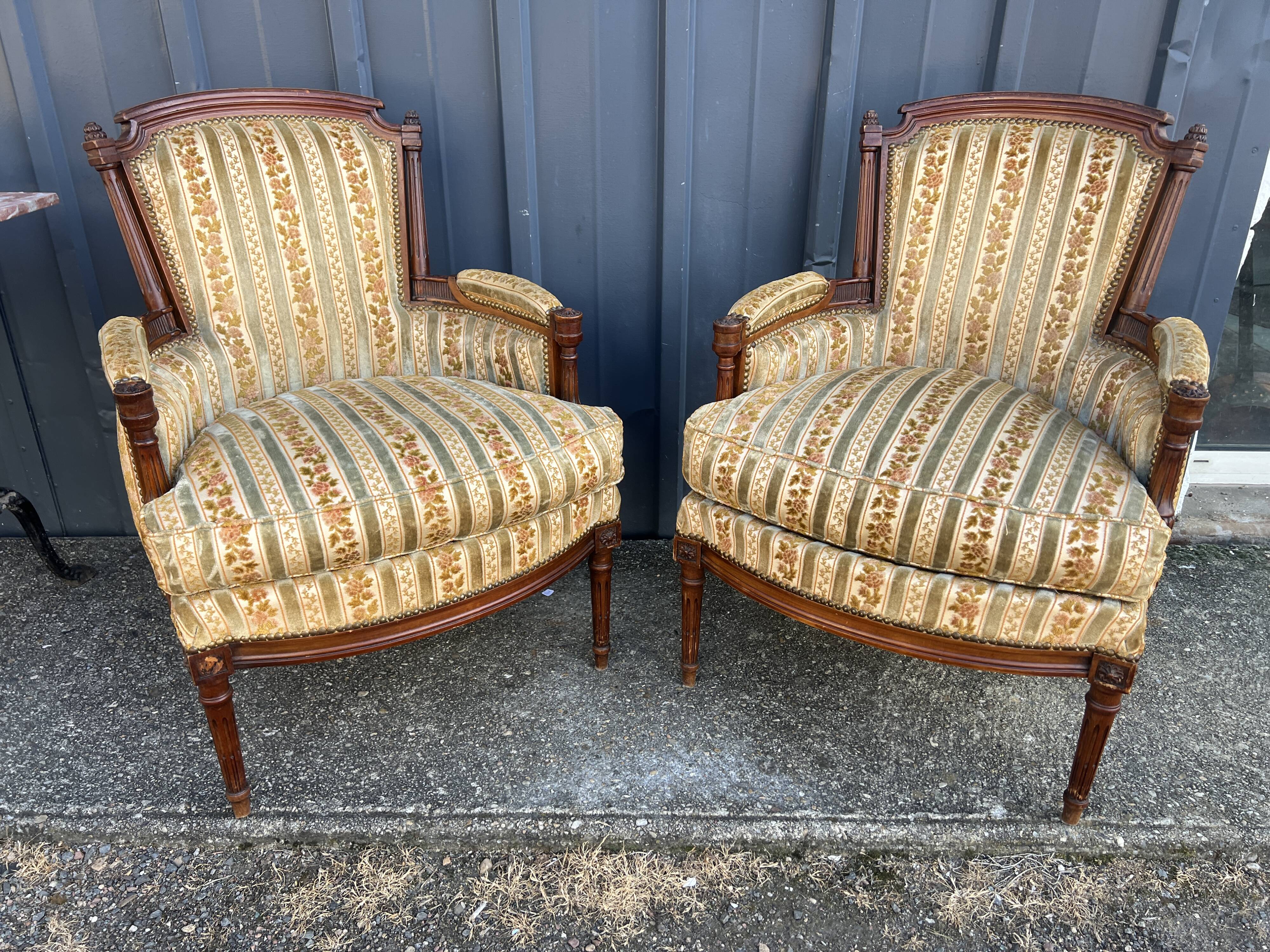 Pair of Louis XVI style armchairs