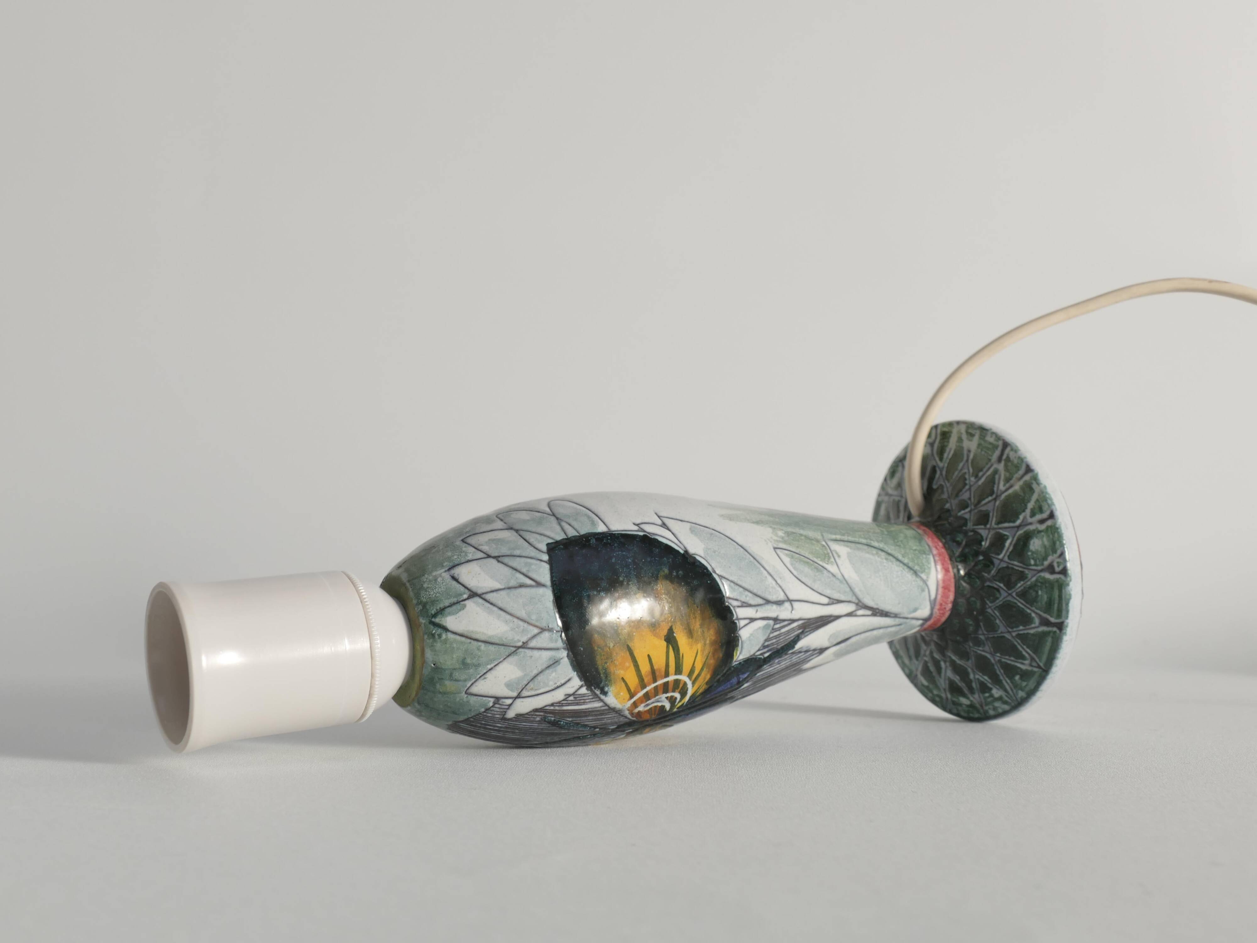 Scandinavian Modern Ceramic Butterfly Motif Table Lamp by Tilgmans, Sweden 1960