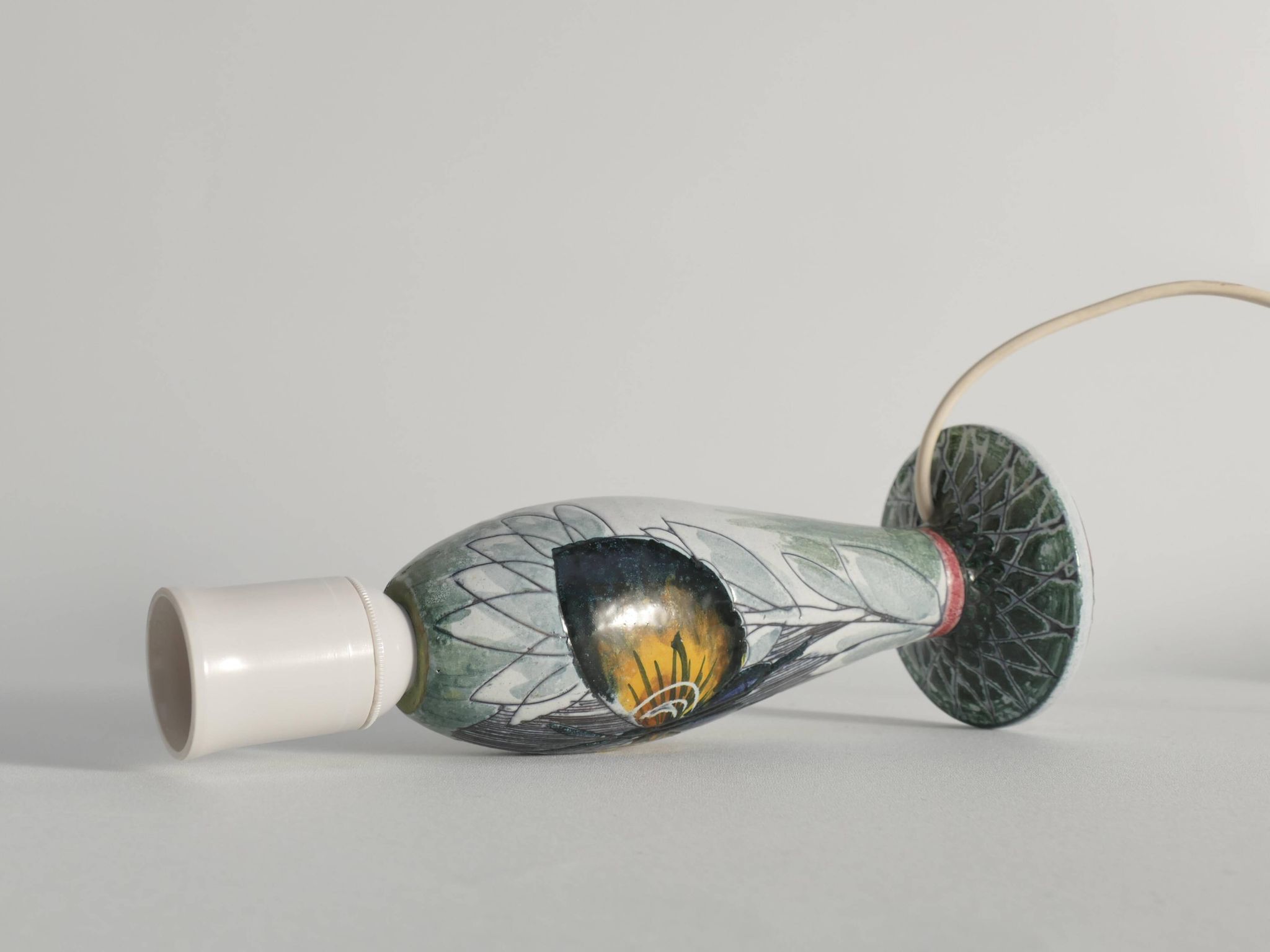 Scandinavian Modern Ceramic Butterfly Motif Table Lamp by Tilgmans, Sweden 1960