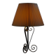 Vintage wrought iron table lamp in swirl shape with pleated shade