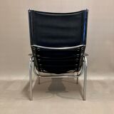 Pair of reclining relax armchairs black leather design 1960
