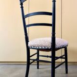 Napoleon III chair in blackened wood and gray cotton