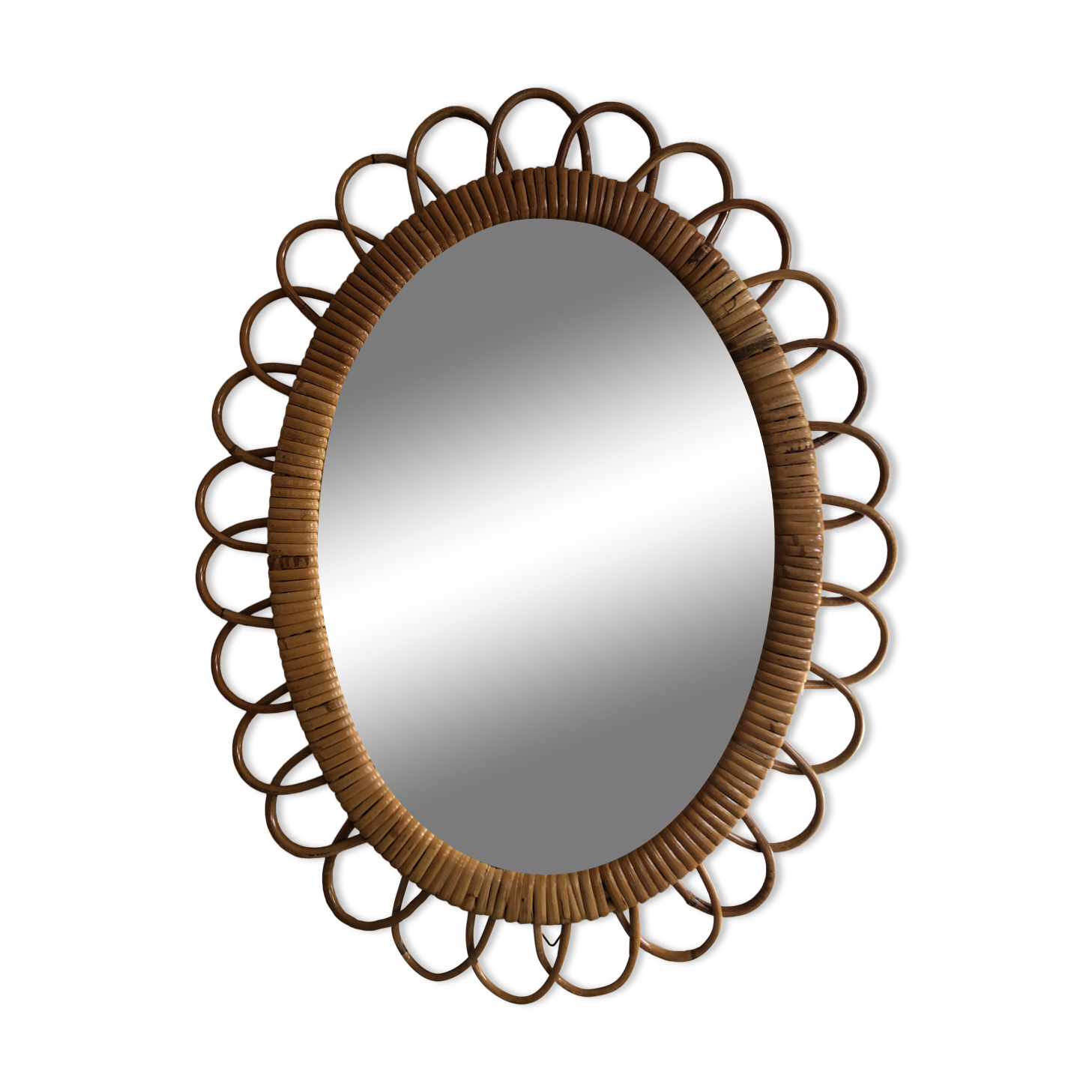 Vintage rattan mirror - 50x39cm