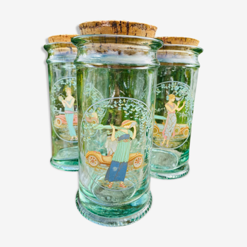 Trio of vintage glass jars