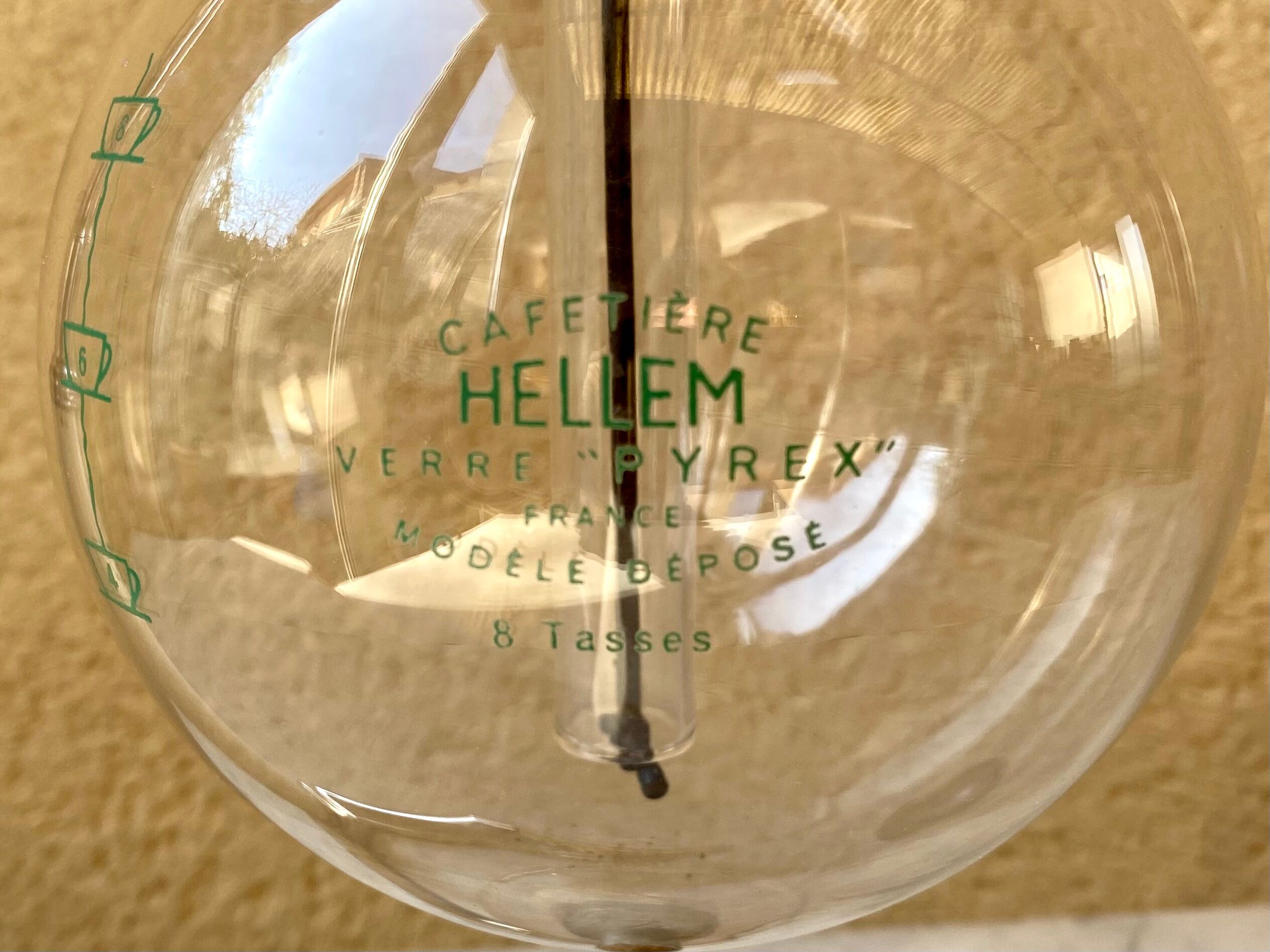 Hellem France vacuum coffee maker 8 cups vintage Pyrex glass 70s