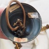 Lucien Gau French Empire Bronze Candlestick: Swan Arms, Green Tole