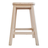 Tabouret de peintre bois blanc - assise bleue