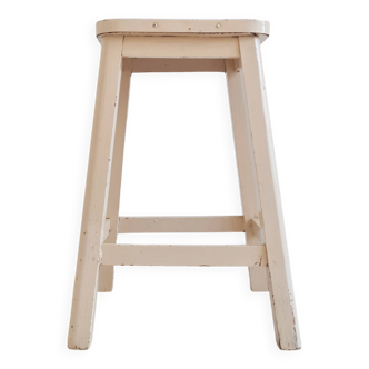 White wooden painter's stool - blue seat