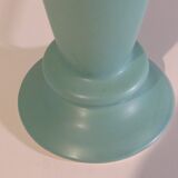 Mint green ceramic table lamp from Porcelaines de Bruxelles in Memphis style. 1980s