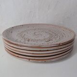 6 signed stoneware dinner plates