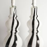Sculptural Art Glass Murano Style Table Lamps, Black & White, 1960s, Set of 2