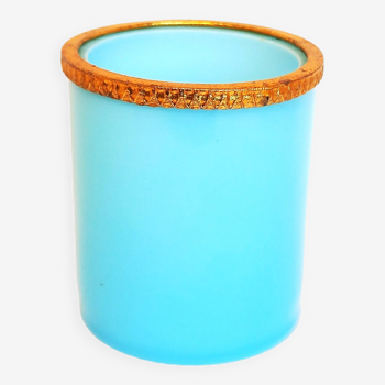 Petit Pot Cylindrique En Opaline Bleu Ciel