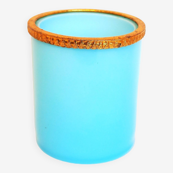 Small Cylindrical Pot In Sky Blue Opaline