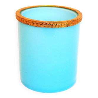 Small Cylindrical Pot In Sky Blue Opaline