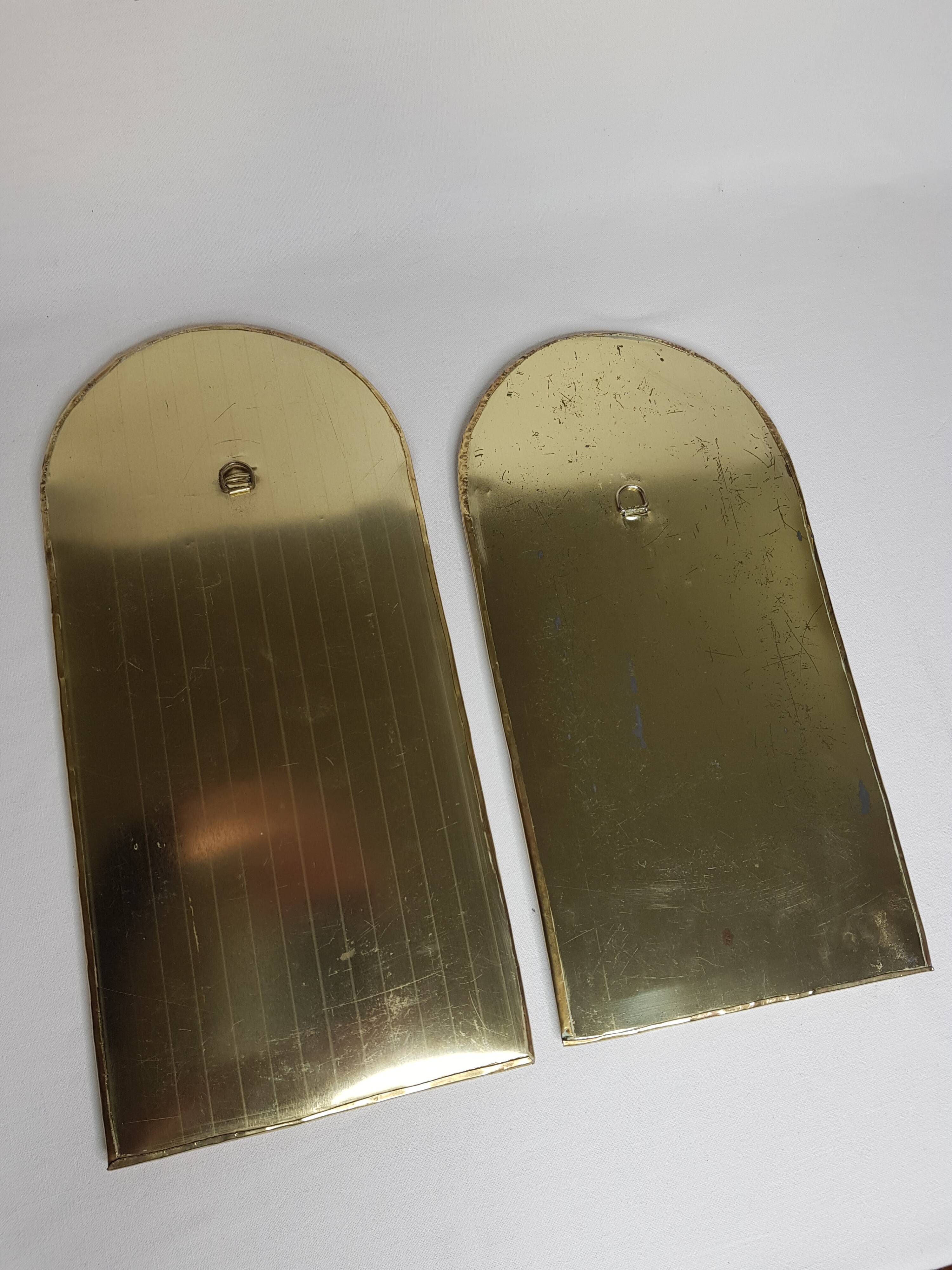 Set of two Moroccan mirrors in brass in the shape of arches