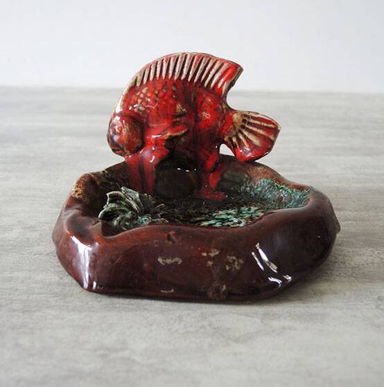 Old Ceramic Fish Ashtray from Vallauris