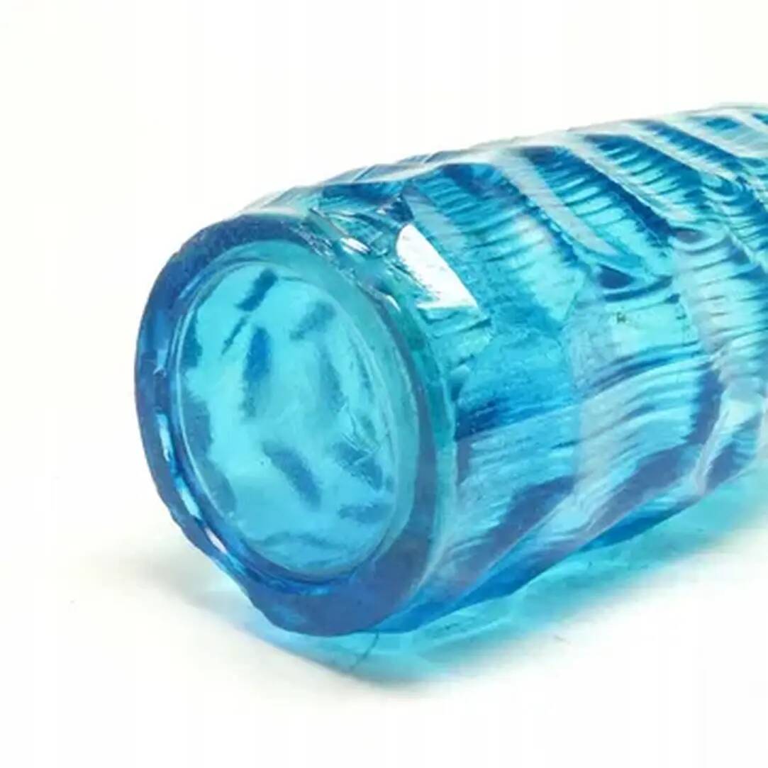 Okulus vase, mid-century modern, transparent glass, Ząbkowice, Poland, 1970s