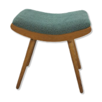 Vintage footrest stool with blue-green cushion