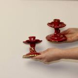 Paire de bougeoirs suédois vintage en céramique